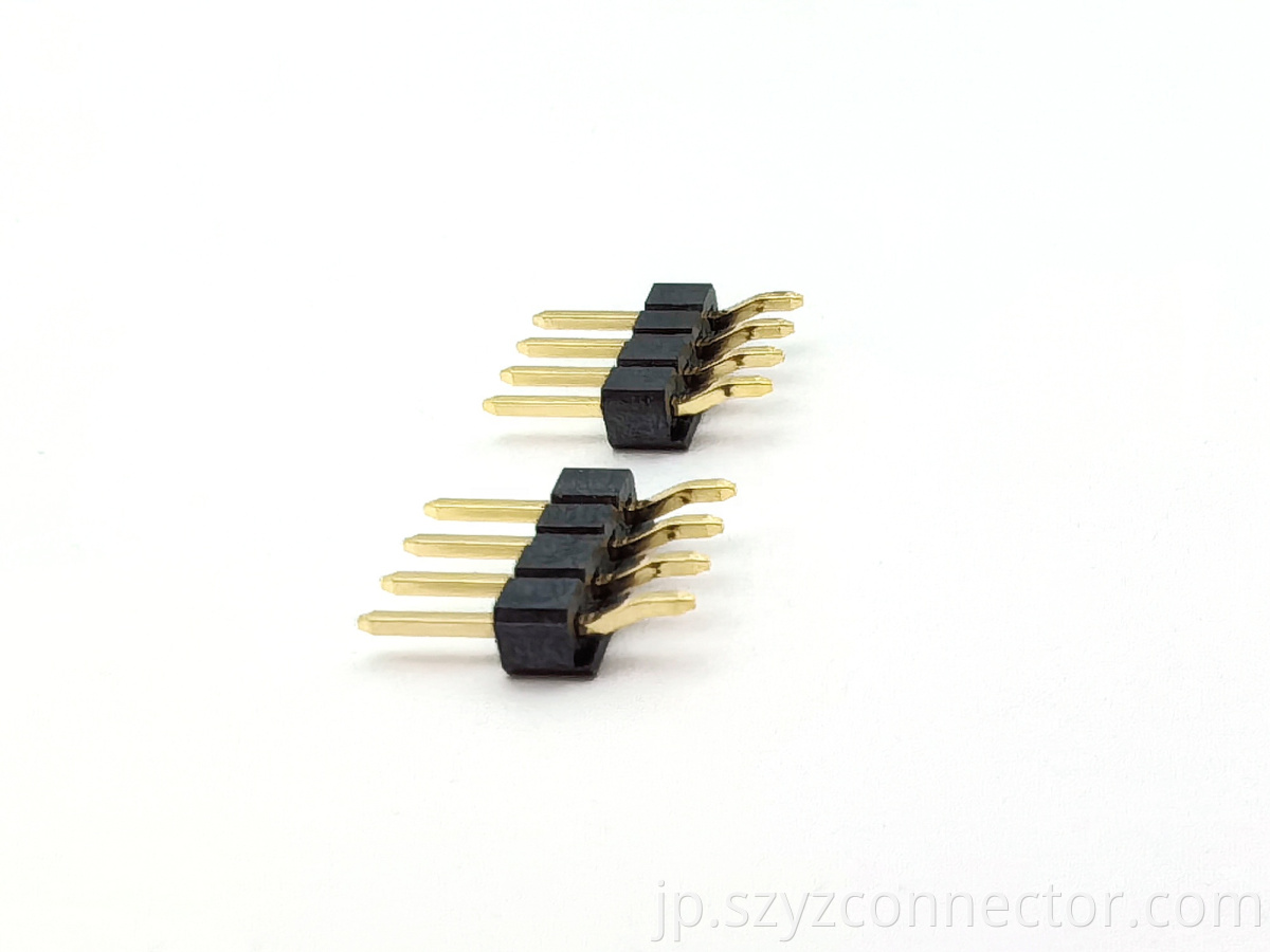 2.54mm Pitch Pin header Connector Single Row Right Angle SMT SQ0.64mm H2.5mm 1*4P